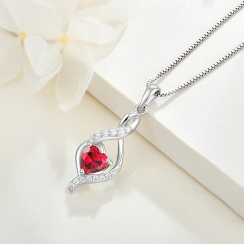 JIWOY Infinity Necklace Sterling Silver Love Heart Stone Pendant Birthstone Dangle Jewelry for Women in Saudi Arabia