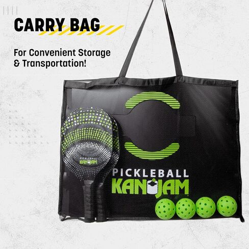 Kan Jam Pickleball - Play Pickleball Anywhere - Team Based Pickle Ball Game - Includes 4 Pickleball Paddles & 4 Pickleballs,Black/Green in Saudi Arabia