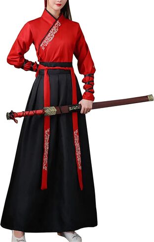 Resnan Chinese Long Sleeve Embroidery Hanfu Top High Waist Swing Skirt Outfit Ancient Stage Performance Wear Set Dress Unisex in Saudi Arabia