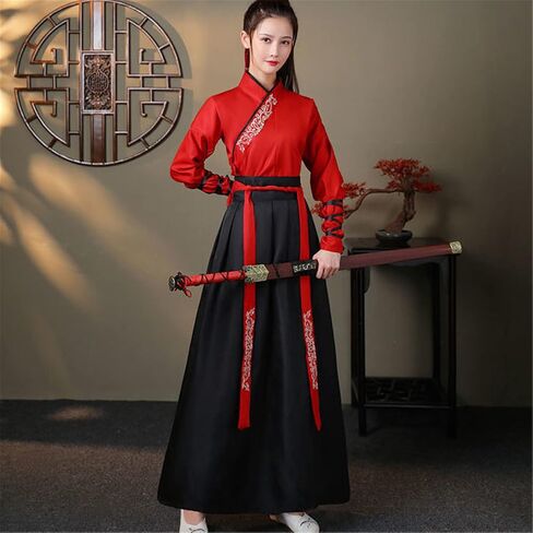 Resnan Chinese Long Sleeve Embroidery Hanfu Top High Waist Swing Skirt Outfit Ancient Stage Performance Wear Set Dress Unisex in Saudi Arabia