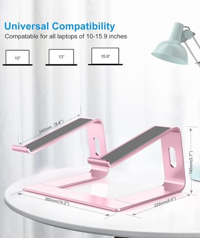 BoYata M5 Laptop Stand, Aluminum Ergonomic Laptop Riser Computer Stand for Desk, Detachable Laptop Holder Compatible for All 10-15.9" MacBook Air Pro, Samsung, Acer, HP, Dell Laptops-Pink in Kuwait