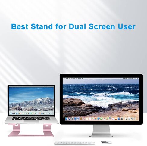 BoYata M5 Laptop Stand, Aluminum Ergonomic Laptop Riser Computer Stand for Desk, Detachable Laptop Holder Compatible for All 10-15.9" MacBook Air Pro, Samsung, Acer, HP, Dell Laptops-Pink in Kuwait
