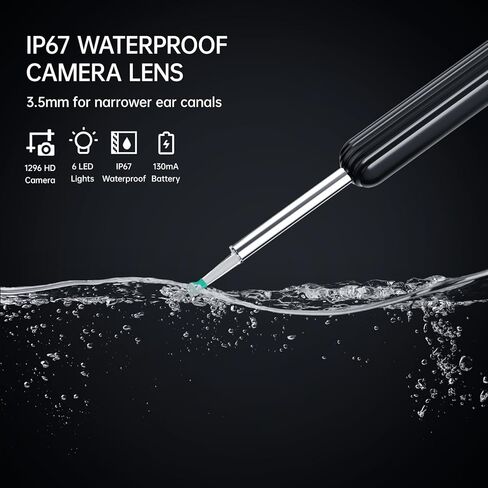 مجموعة إزالة شمع الأذن مع كاميرا 1296 بكسل، أداة إزالة شمع الأذن، مجموعة تنظيف الأذن، منظف الأذن مع كاميرا، منظار الأذن مع ضوء لهواتف iPhone وiPad وهواتف Android (أبيض) in Kuwait