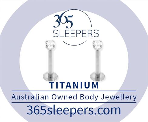 365 Sleepers 2PCS Titanium Implant Grade | 16G 18G Internally Threaded Gem Labret | CZ Crystal Flat Back Studs | Monroe Lip Tragus Nose Helix Cartilage Earrings | Body Piercing Jewelry 6mm-8mm in Saudi Arabia