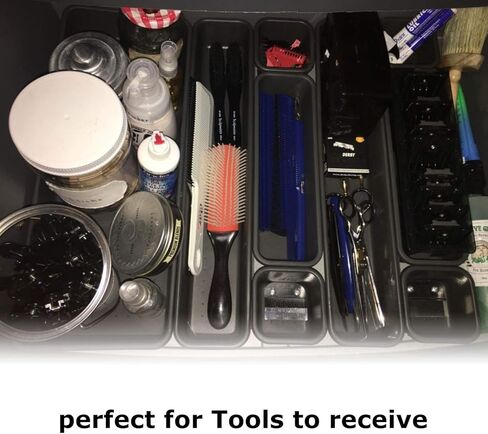 مجموعة من 24 صينية تنظيم أدراج مكتب متشابكة، أدراج بلاستيكية، فواصل، صناديق تخزين للحمام، المكتب، المطبخ، غرفة النوم، المكياج (رمادي) in Kuwait