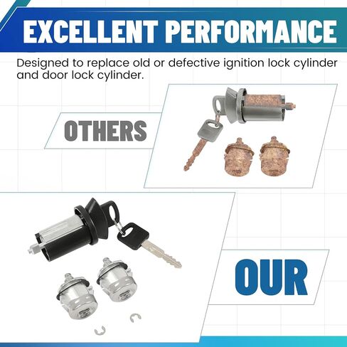 KUAFU Ignition Lock Cylinder & Door Lock Cylinder Set Compatible with 1998-2019 Ford F-250 F-350 F-450 F-550 E-150 E-250 E-350 E-450 Excursion Crown Victoria Explorer Sport Aluminium & Plastic in Saudi Arabia