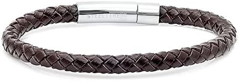 سوار من الجلد المضفر للرجال من Steeltime مع مشبك سحب من الفولاذ المقاوم للصدأ in Saudi Arabia