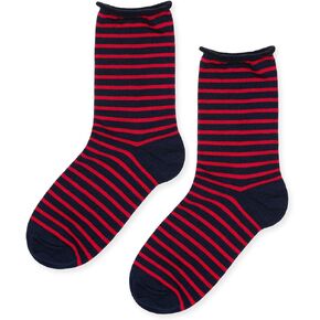 Hansel from Basel Fundamental Nautical Stripe Crew, Womens Classic Cotton Striped Socks