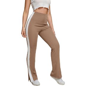 Floerns Women's Side Striped Elastic Waist Pants Straight Leg Workout Trousers