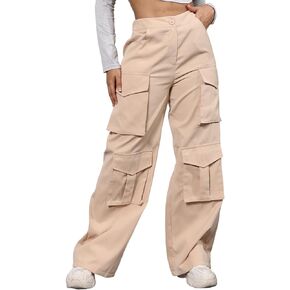 ECHOINE Baggy Cargo Pants for Women Multiple Pockets Jogger Wide Leg High Waist Loose Pocket Y2K Pants S XXL