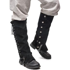 FURPHI Medieval Pirate Boot Covers Faux Leather Steampunk Leg Costume for Men