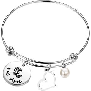 bobauna Big Sister Middle Sister Little Sister Expandable Wire Bangle Bracelet Set of 2 3 Sisters Gift Sorority Jewelry