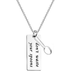 CENWA Spoonie Necklace Don't Waste Your Spoons Necklace Mental Health Awareness Jewelry Chronic Illness Gift Spoonie Fibromialgia Charm Gift