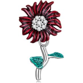 Flower Charms Sterling Silver Purple Pansies,Fresh Lotus, Daisy Sunflower Charms fit Pandora Charms Bracelet Necklaces Pendant Jewelry Gifts for Women Girls Mom