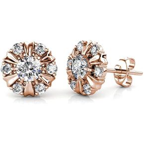 Cate & Chloe Millie 18K White Gold Earrings with Crystals, Stud Earrings for Women, Girls, Jewelry Gift for Any Occasion