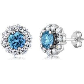 Gem Stone King 925 Sterling Silver Swiss Blue Topaz Stud Earrings For Women (4.00 Cttw, Gemstone Birthstone, Round 5MM)