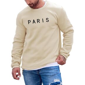 WDIRARA Men's Letter Graphic Print Round Neck Long Sleeve Sweatshirt Thermal Pullovers