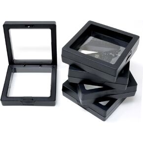 yueton 5Pcs Floating Display Box 3D Suspension Box Jewelry Storage Box Dust and Moisture-Proof PE Film Transparent Storage Box for Earrings Bracelet Necklace Jewelry Lipstick Medal Samples