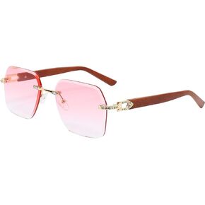 FLAWLESS EYEWEAR Retro Wood Buffs Vintage Style Rhinestones Decorated Sunglasses for Women & Men Fashion Crystal Shades