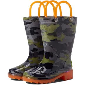 Western Chief Boy's Olive Camo Lighted Rain Boot (Toddler/Little Kid)