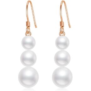 Real 14k Gold Freshwater Cultured Pearl Dangle Earrings for Women, 14kt Gold Jewelry Gifts for Her