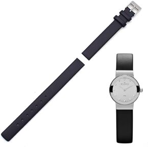 THEAGE Strap Replacement Watch Band for Skagen Mens Watches 12mm with Screws (Black)