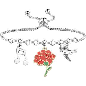Hadestown Musical Inspired Gift Broadway Musical Red Flower Pendant Necklace Musical Theater Fans Jewelry