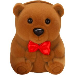 BinaryABC Mini Bear Ring Box,Valentine's Day Rings Gift Case,Proposal Engagement Wedding Ring Box,Valentines Day Supplies (Coffee)