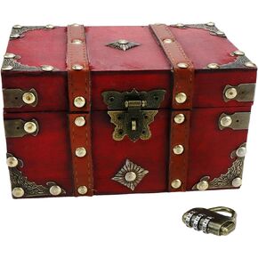 Geesatis 1 pcs Decorative Vintage Chest Storage Boxes Organization Holder for Jewelry Gift Box Hand Make Gift, with Combination Padlocks