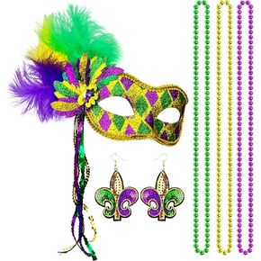 Mardi Gras Masquerade Mask Glitter Venetian Party Ball Prom Masks for Women Halloween Party Costumes Accessory