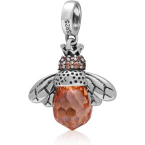 Queen Bee Charm 925 Sterling Silver Animal Charm Lucky Charm Birthday Charm for Pandora Charm Bracelet (B)