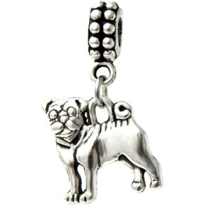 J&M Dangle Pug Dog Charm Bead for Charms Bracelets