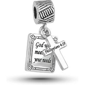 Chili Jewelry Holy Writ Bible Cross Charm Religious Christian Bead for Bracelets and Necklaces