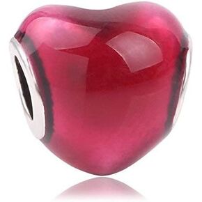J&M Heart Charm Bead for Bracelets (Red)