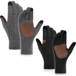 Jeyeou 2 Pairs Winter Touchscreen Gloves for Men Women,Touchscreen Gloves Cold Weather Gloves Warm Knit Thermal Gloves Anti-Slip Elastic Ski Gloves Perfect for Cycling,Running,Driving in Kuwait