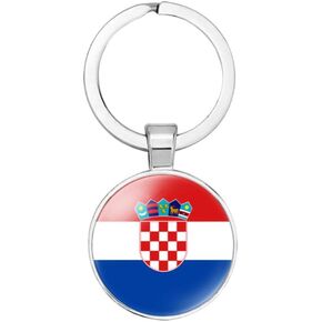 Croatia Croatian National Flag Key Chain Keyring Gift Men Women Keychain Stainless Steel and Inlaid Glass Materials