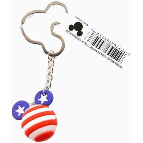 Disney 85559 Mickey Mouse American Flag Icon Ball Key Ring, Multicolor