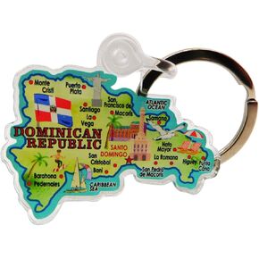 Westmon Works Dominican Republic Map Keychain Acrylic Souvenir Mexican Key Chain Ring USA Made