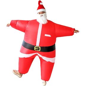 Inflatable Walking Christmas Tree Suit, Unisex Adult Fancy Dress Costume, Cosplay Party Funny Clothes with Beard Hat for Adult (with Blower)