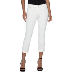 Liverpool Women's Petite Charlie Crop Wide Rolled Cuff in Bone White