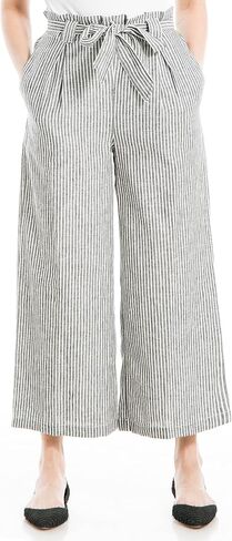 Max Studio Women's Linen Blend Wide Leg Pant with Waist Tie in Saudi Arabia