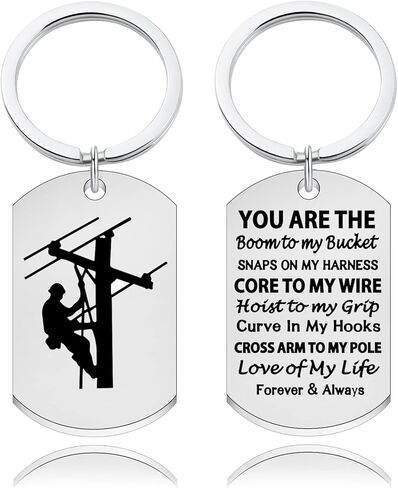 Lineman Keychain Journeyman Lineman Gift Electricians Tower Techs Jewelry Gift for Boyfriend Husband Lineman Prayer Gift in Kuwait