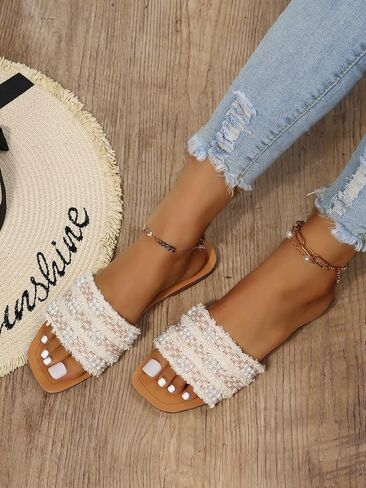 GORGLITTER Women's Summer Sandals Boho Pearl Sandals Beach Vacation Sandals in Saudi Arabia