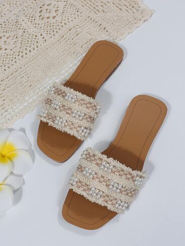 GORGLITTER Women's Summer Sandals Boho Pearl Sandals Beach Vacation Sandals in Saudi Arabia