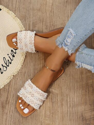 GORGLITTER Women's Summer Sandals Boho Pearl Sandals Beach Vacation Sandals in Saudi Arabia