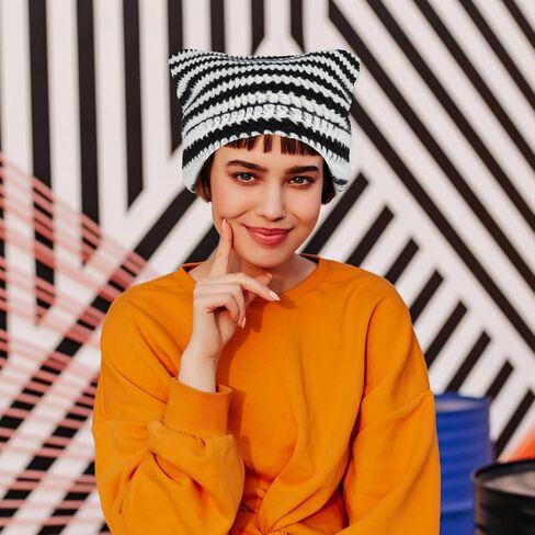 Cobee Cute Cat Ear Beanie for Women, Vintage Crochet Hats Cute Winter Knit Beanies Cat Hat Gift for Christmas Birthday in Saudi Arabia