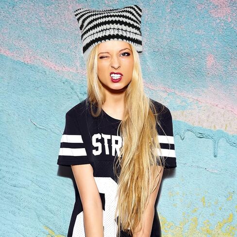 Cobee Cute Cat Ear Beanie for Women, Vintage Crochet Hats Cute Winter Knit Beanies Cat Hat Gift for Christmas Birthday in Saudi Arabia