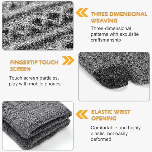 Jeyeou 2 Pairs Winter Touchscreen Gloves for Men Women,Touchscreen Gloves Cold Weather Gloves Warm Knit Thermal Gloves Anti-Slip Elastic Ski Gloves Perfect for Cycling,Running,Driving in Kuwait