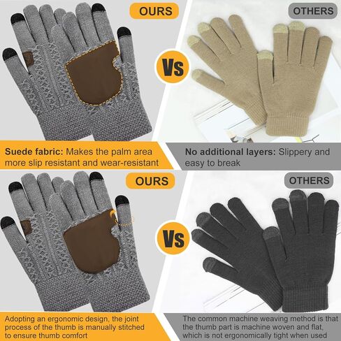 Jeyeou 2 Pairs Winter Touchscreen Gloves for Men Women,Touchscreen Gloves Cold Weather Gloves Warm Knit Thermal Gloves Anti-Slip Elastic Ski Gloves Perfect for Cycling,Running,Driving in Kuwait
