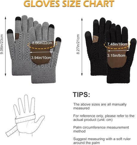 Jeyeou 2 Pairs Winter Touchscreen Gloves for Men Women,Touchscreen Gloves Cold Weather Gloves Warm Knit Thermal Gloves Anti-Slip Elastic Ski Gloves Perfect for Cycling,Running,Driving in Kuwait